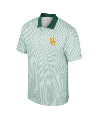 Men's White, Green Baylor Bears Print Stripe Polo Shirt