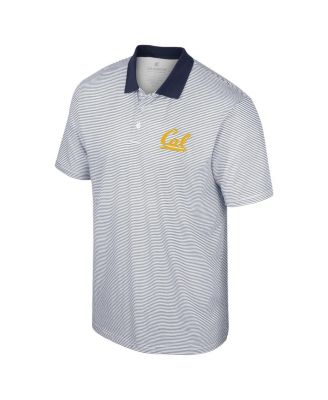Men's White, Navy Cal Bears Print Stripe Polo Shirt