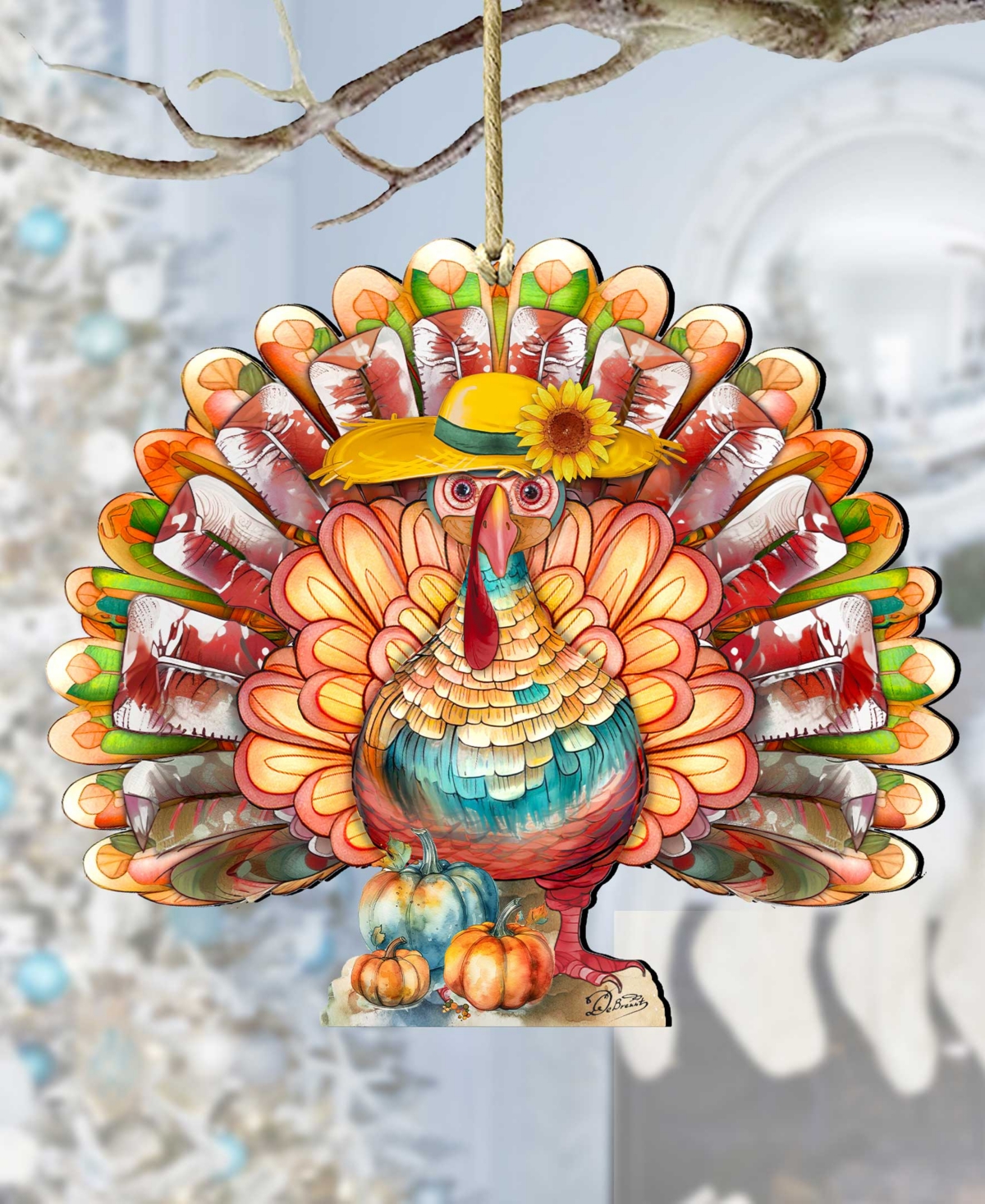 Designocracy Holiday Wooden Ornaments Thanksgiving Turkey Home Decor G. Debrekht In Multi Color