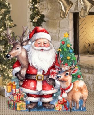 Santa with Reindeers 32" Outdoor Christmas Lawn Decor G. DeBrekht