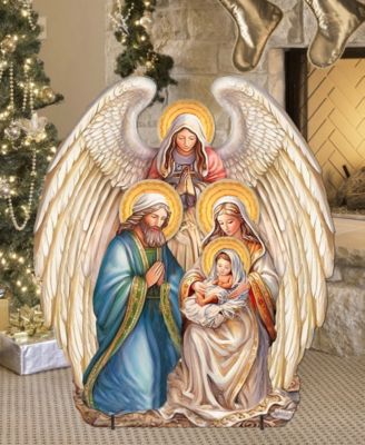 Designocracy Nativity with Angel 32" Outdoor Christmas Free Standing Garden Decor G. DeBrekht
