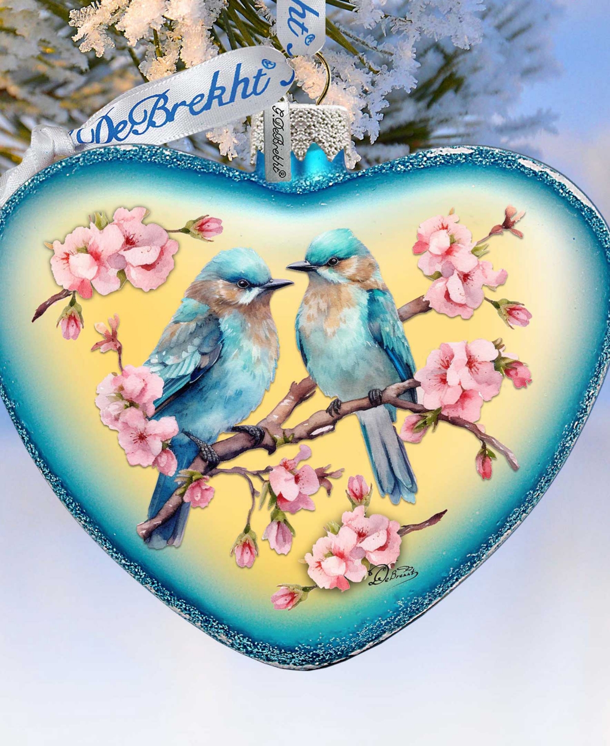 Designocracy Blooming Love Heart Christmas Mercury Glass Ornaments G. Debrekht In Multi Color