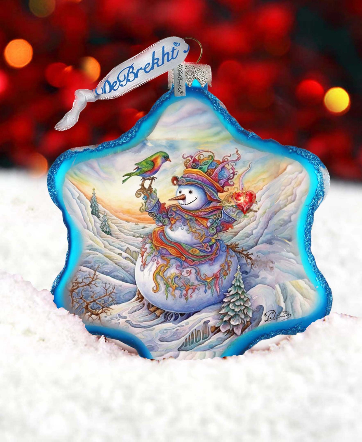 Shop Designocracy Festive Frosty Friend Snowflake Christmas Mercury Glass Ornaments G. Debrekht In Multi Color