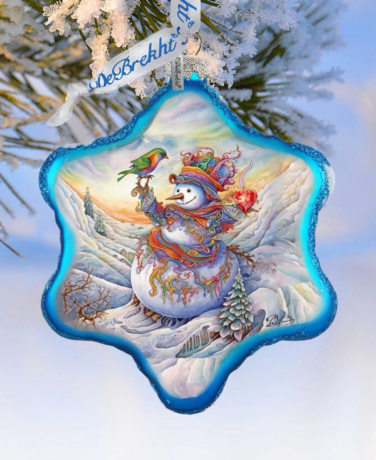 Designocracy Festive Frosty Friend Snowflake Christmas Mercury Glass Ornaments G. Debrekht In Multi Color