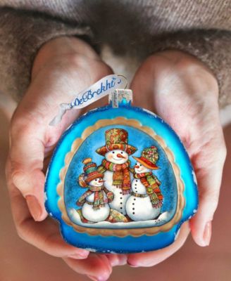 Snowman Family Rainbow Mercury Glass Christmas Ornaments G. DeBrekht