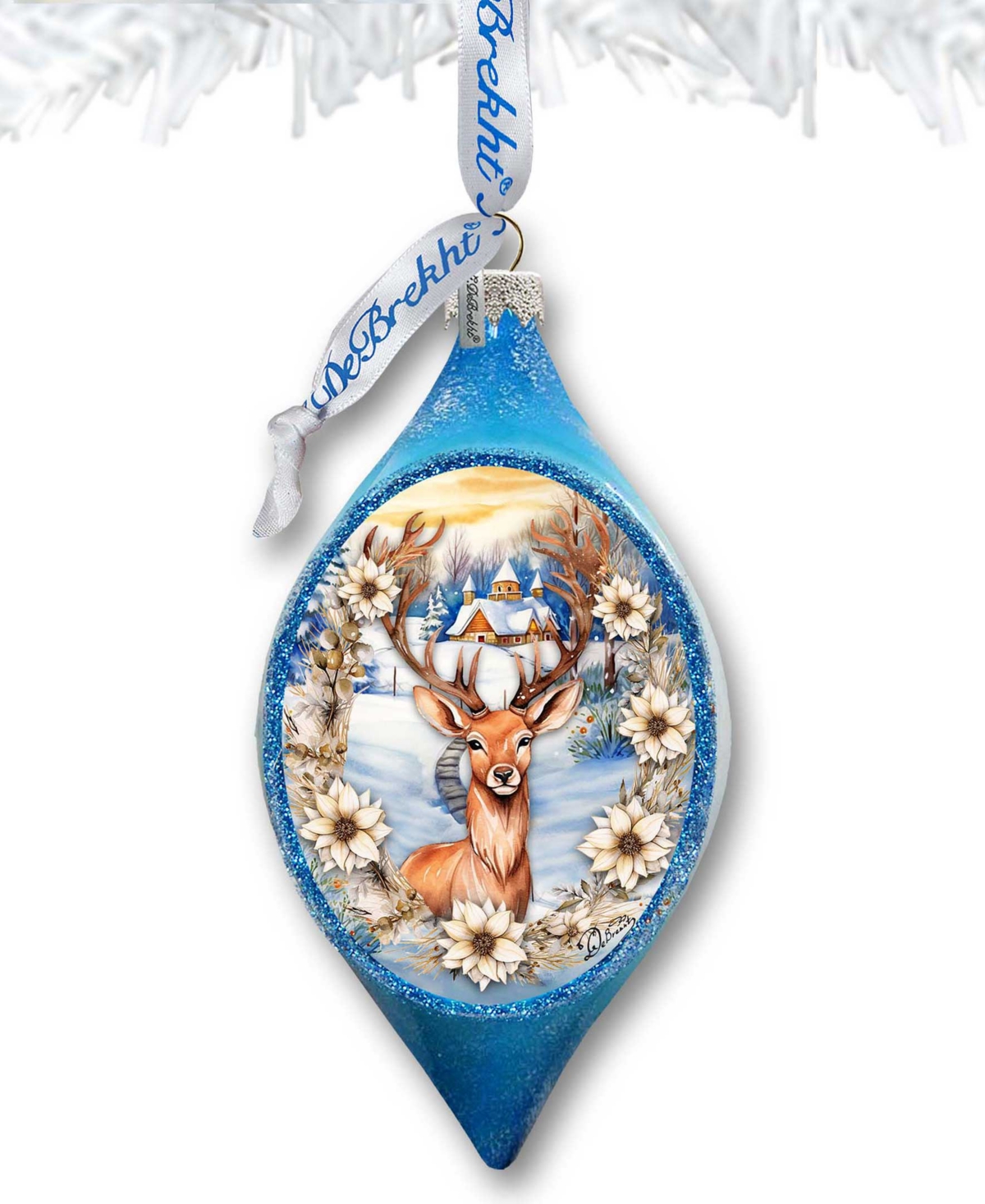 Designocracy Majestic Forest Deer Drop Holiday Mercury Glass Ornaments G. Debrekht In Multi Color