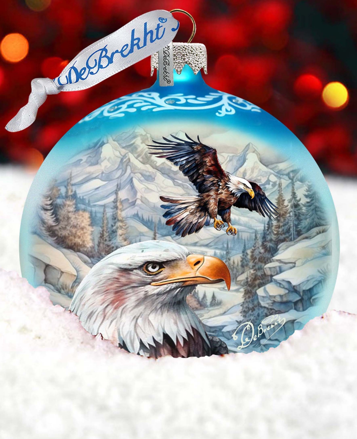 Designocracy The Land Of The Free-american Eagle Ball Christmas Glass Ornaments G. Debrekht In Multi Color