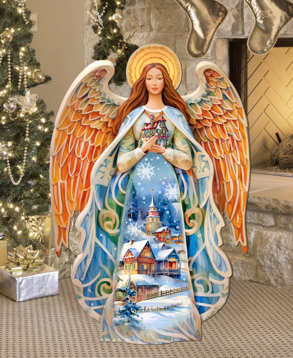 Shop Designocracy Blessing Home Angel 32" Christmas Outdoor Garden Decor G. Debrekht In Multi Color