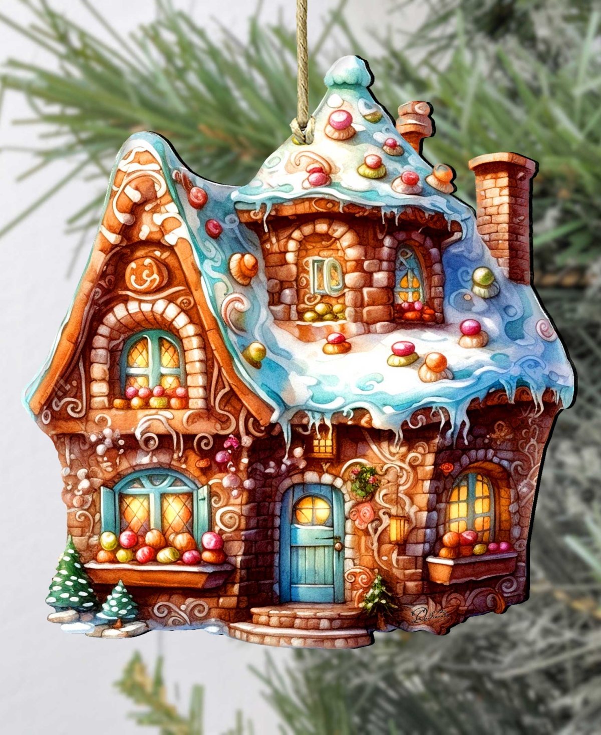 Designocracy Gingerbread House Christmas Wooden Ornaments Holiday Decor G. DeBrekht