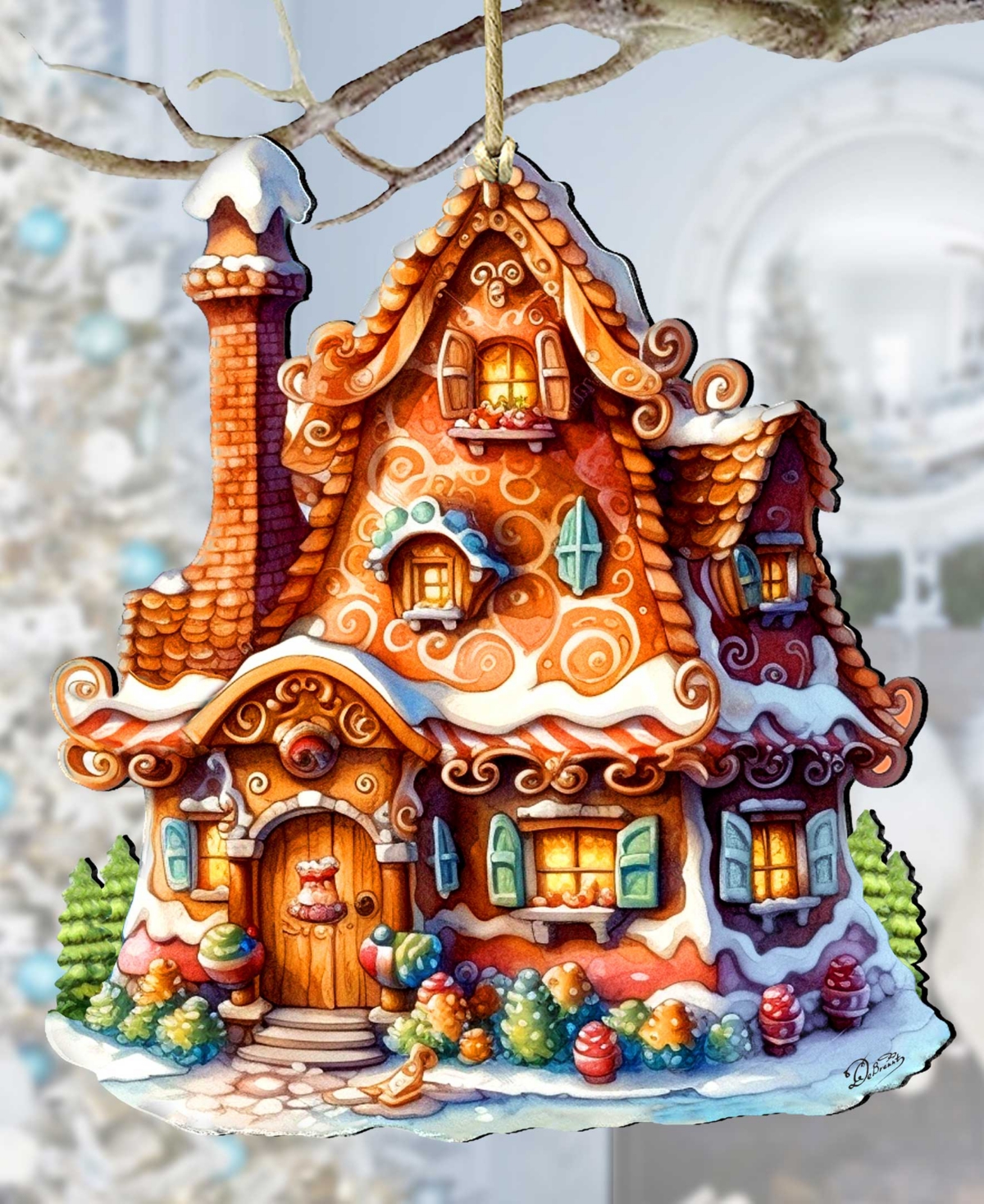 Designocracy Magic House Christmas Wooden Ornaments Holiday Decor G. Debrekht In Multi Color