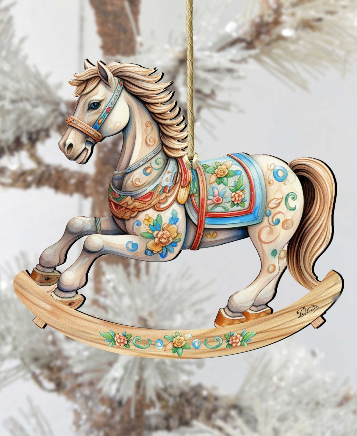 Designocracy Rocking Horse Christmas Wooden Ornaments Holiday Decor G. DeBrekht