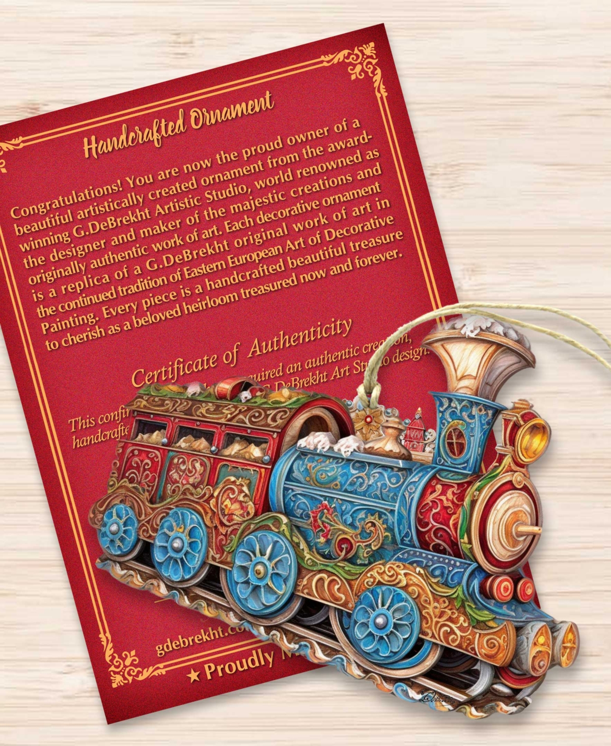 Shop Designocracy Christmas Train Christmas Wooden Ornaments Holiday Decor G. Debrekht In Multi Color
