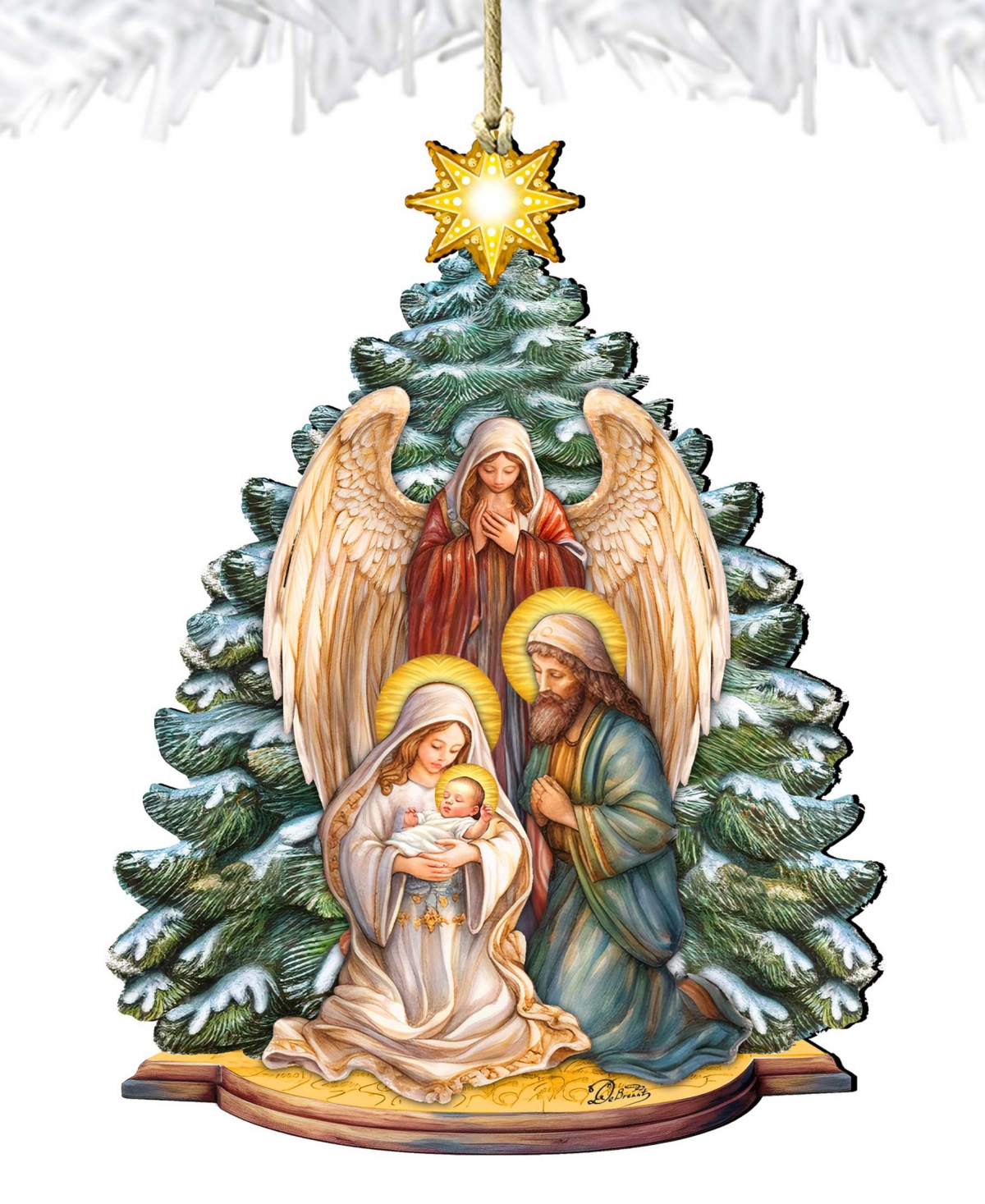 Designocracy Holy Family Nativity Christmas Wooden Ornaments Holiday Decor G. DeBrekht