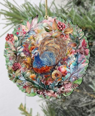Holiday Wooden Ornaments Thanksgiving Turkey Wreath Home Decor G. DeBrekht