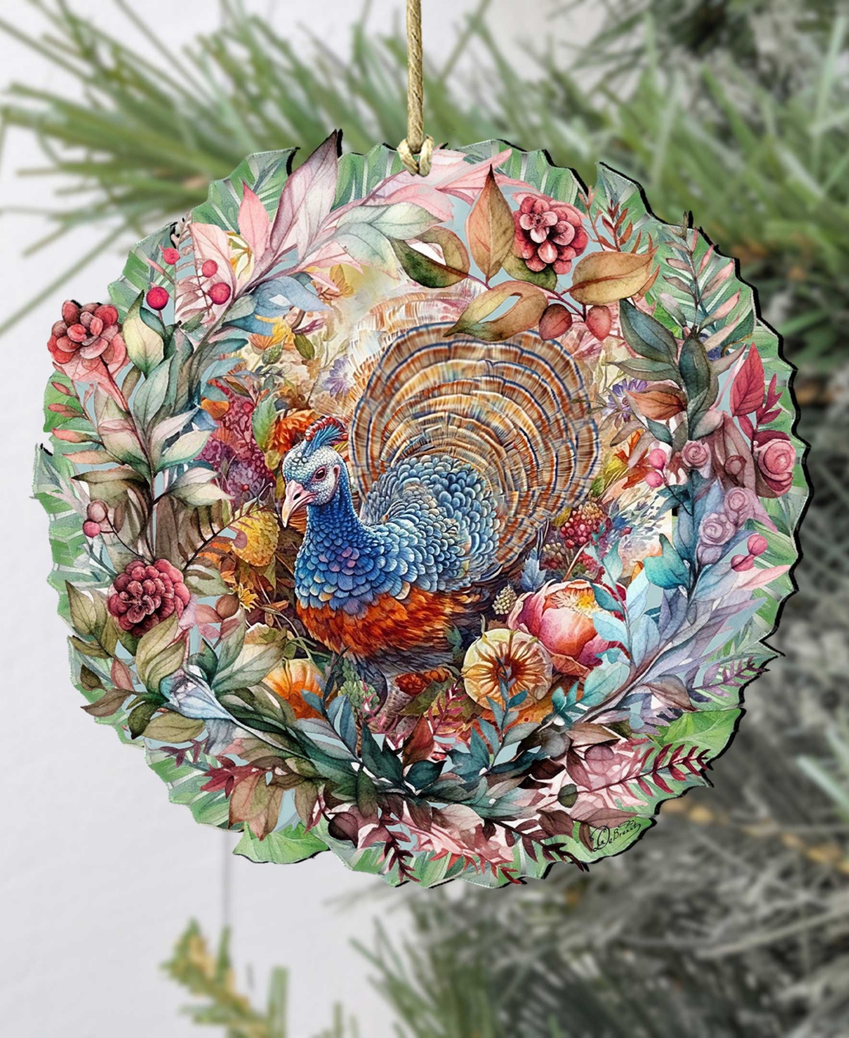 Designocracy Holiday Wooden Ornaments Thanksgiving Turkey Wreath Home Decor G. Debrekht In Multi Color