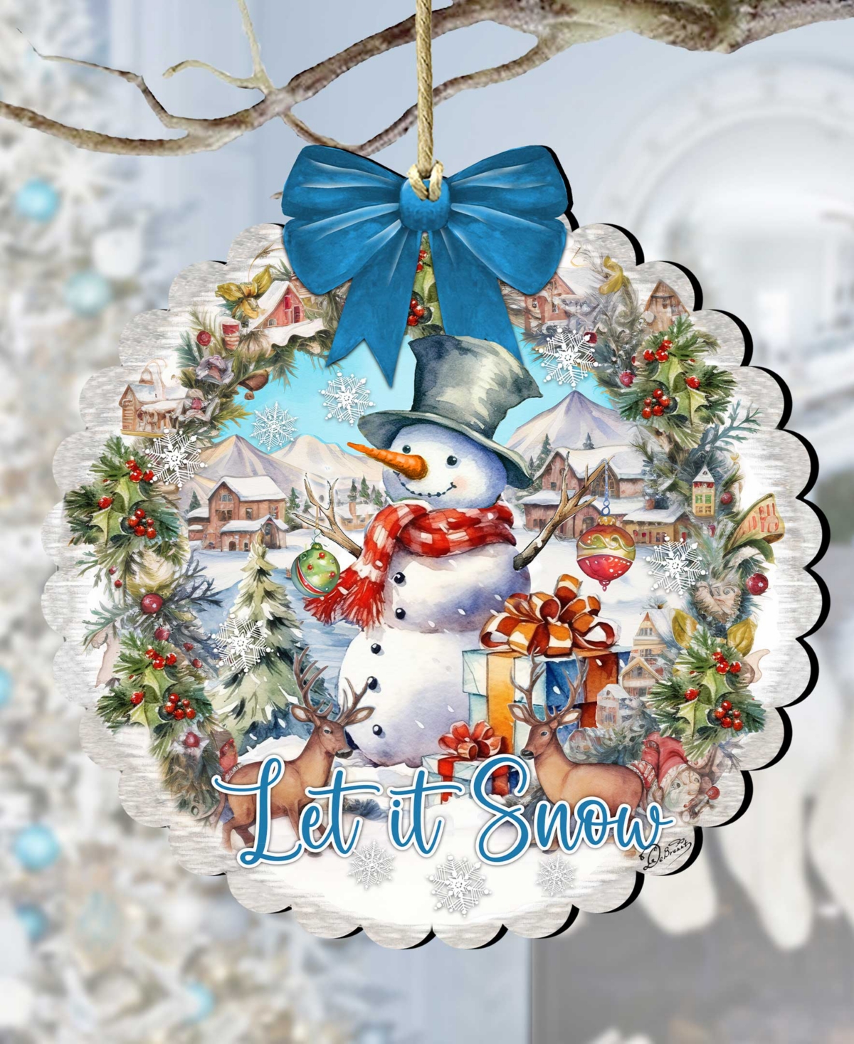 Designocracy Let It Snow Christmas Wooden Ornaments Holiday Decor G. Debrekht In Multi Color