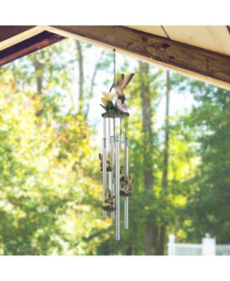 23" Long Hummingbird with Flower Round Top Wind Chime