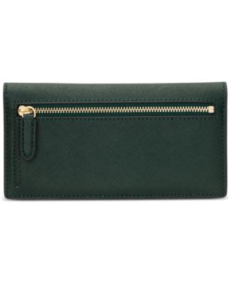 Boxed Crosshatch Leather Slim Snapped-Closure Wallet