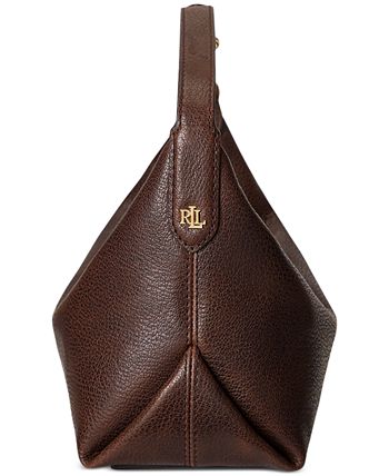 Lauren Ralph Lauren Waxed Leather Small Kassie Shoulder Bag - Chestnut Brown
