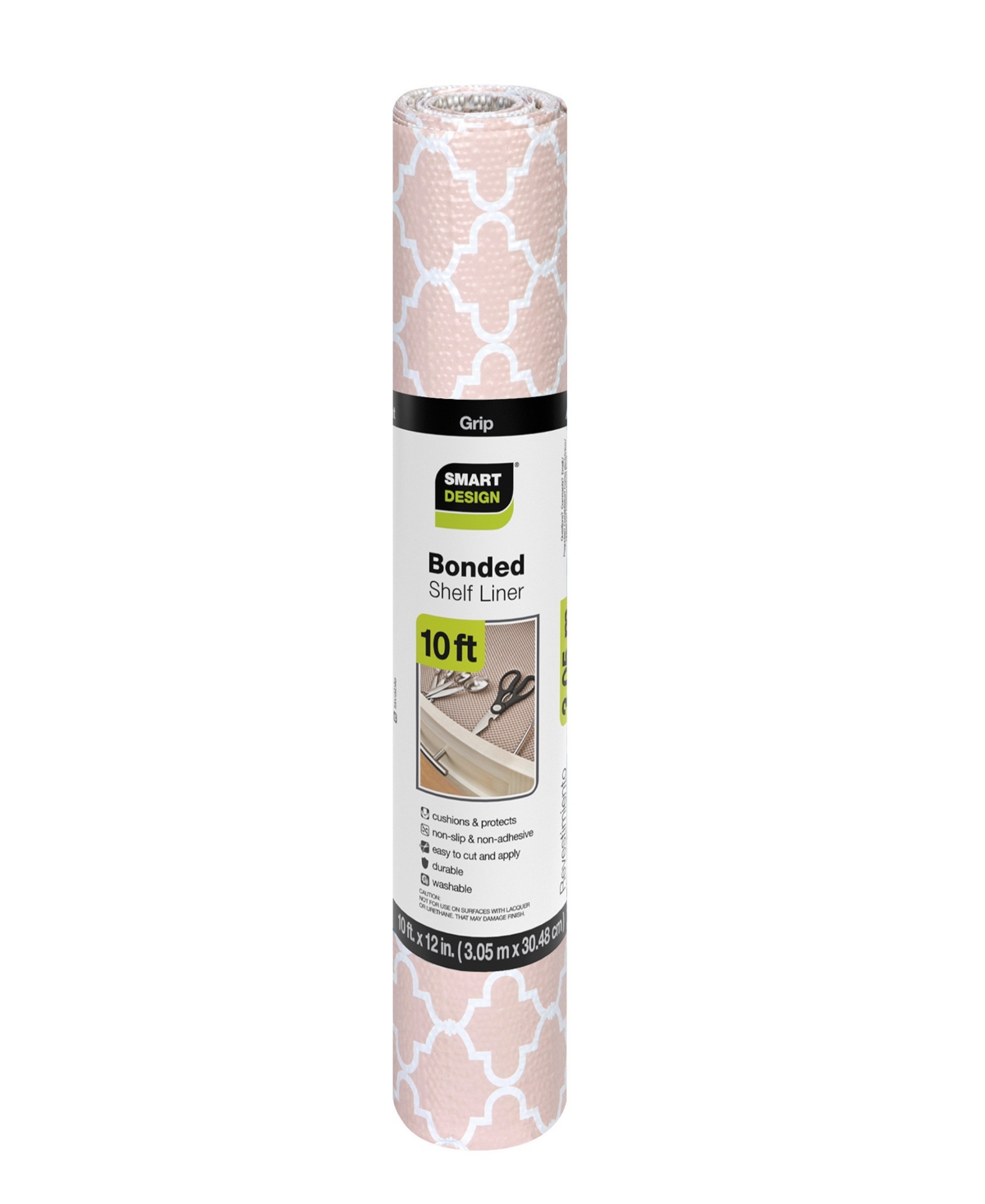 Bonded Grip Shelf Liner, 12" x 10' Roll - Chantilly Blush