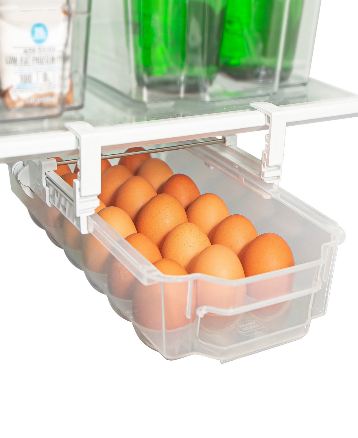 Smart Design Adjustable Pull Out 18 Egg Refrigerator Drawer In Clear