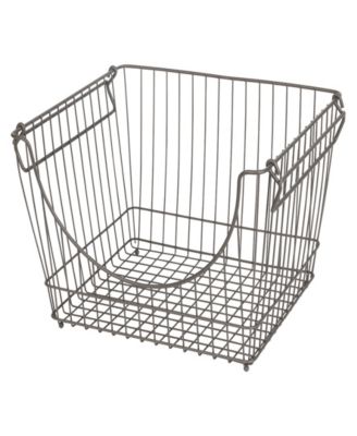 Set of 6 Large Stacking Baskets with Handles, 12.5" x 8.5"