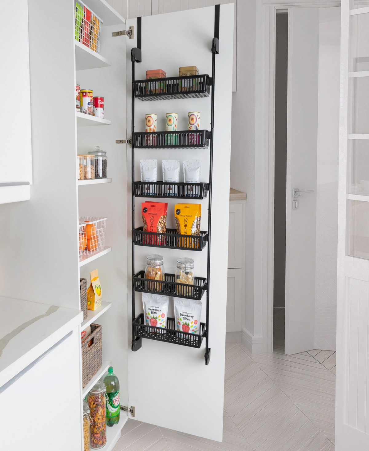 Shop Smart Design 6-tier Over-the-door Hanging Pantry Organizer With Full Baskets In All Black