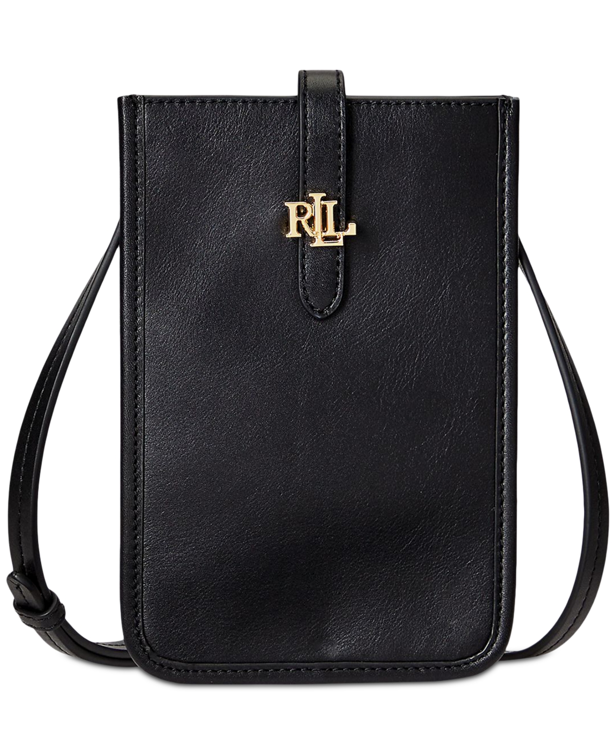 Lauren Ralph Lauren Leather Crossbody Tech Case In Black