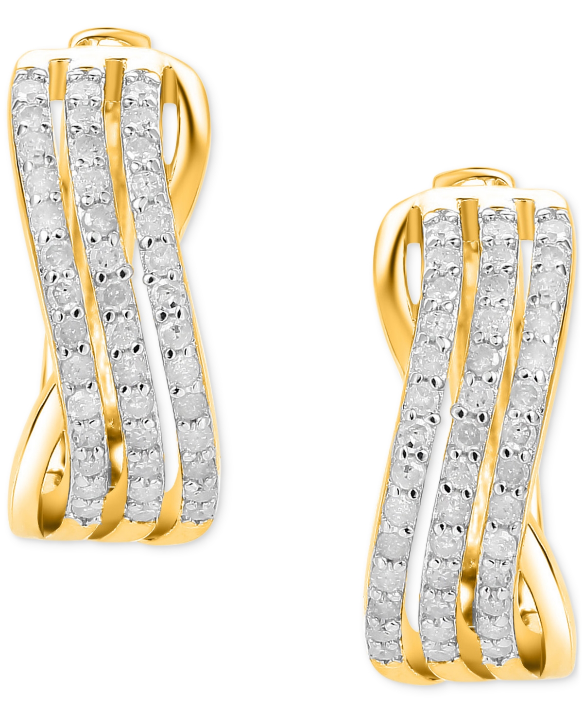 Diamond Twist Hoop Earrings (1/4 ct. t.w.) in 14k Gold-Plated Sterling Silver - Gold-Plated Sterling Silver