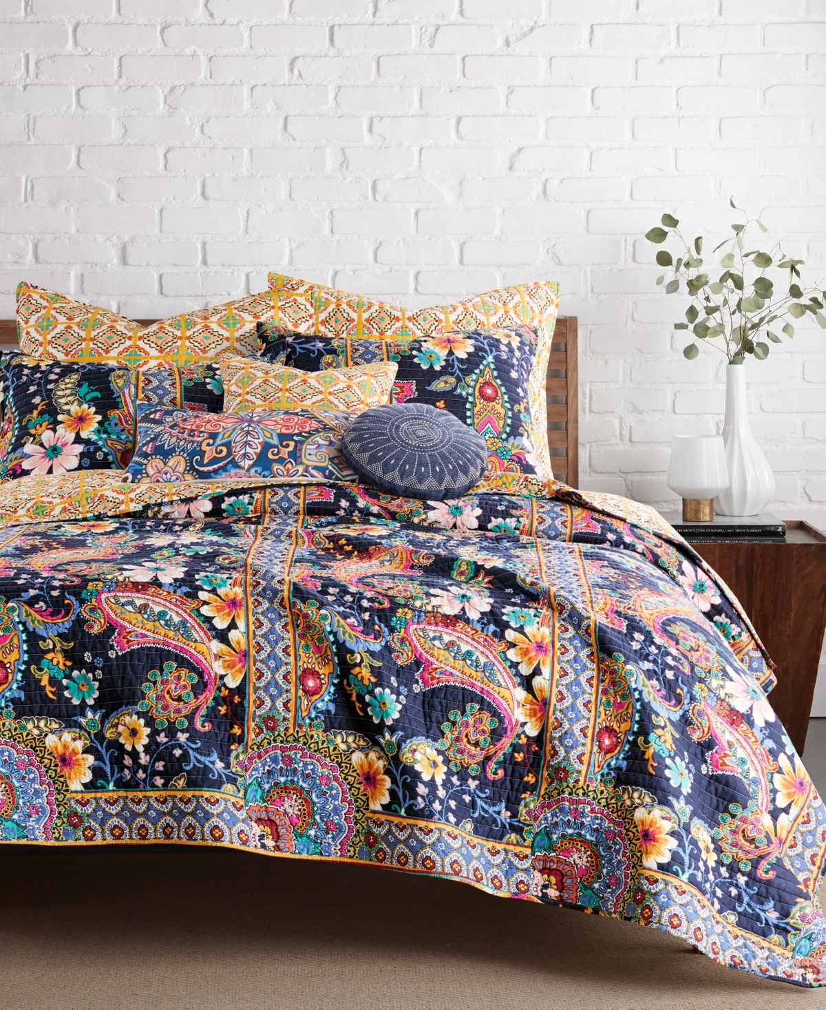 Levtex Bertelli Medallion Decorative Pillow, 12" X 24" In Navy