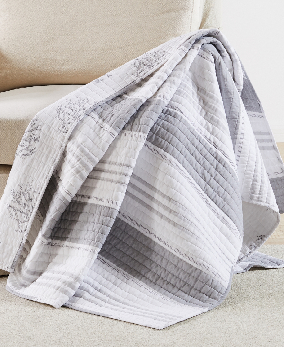 Levtex Nantucket Reversible Quilted Throw, 50" X 60" In Gray