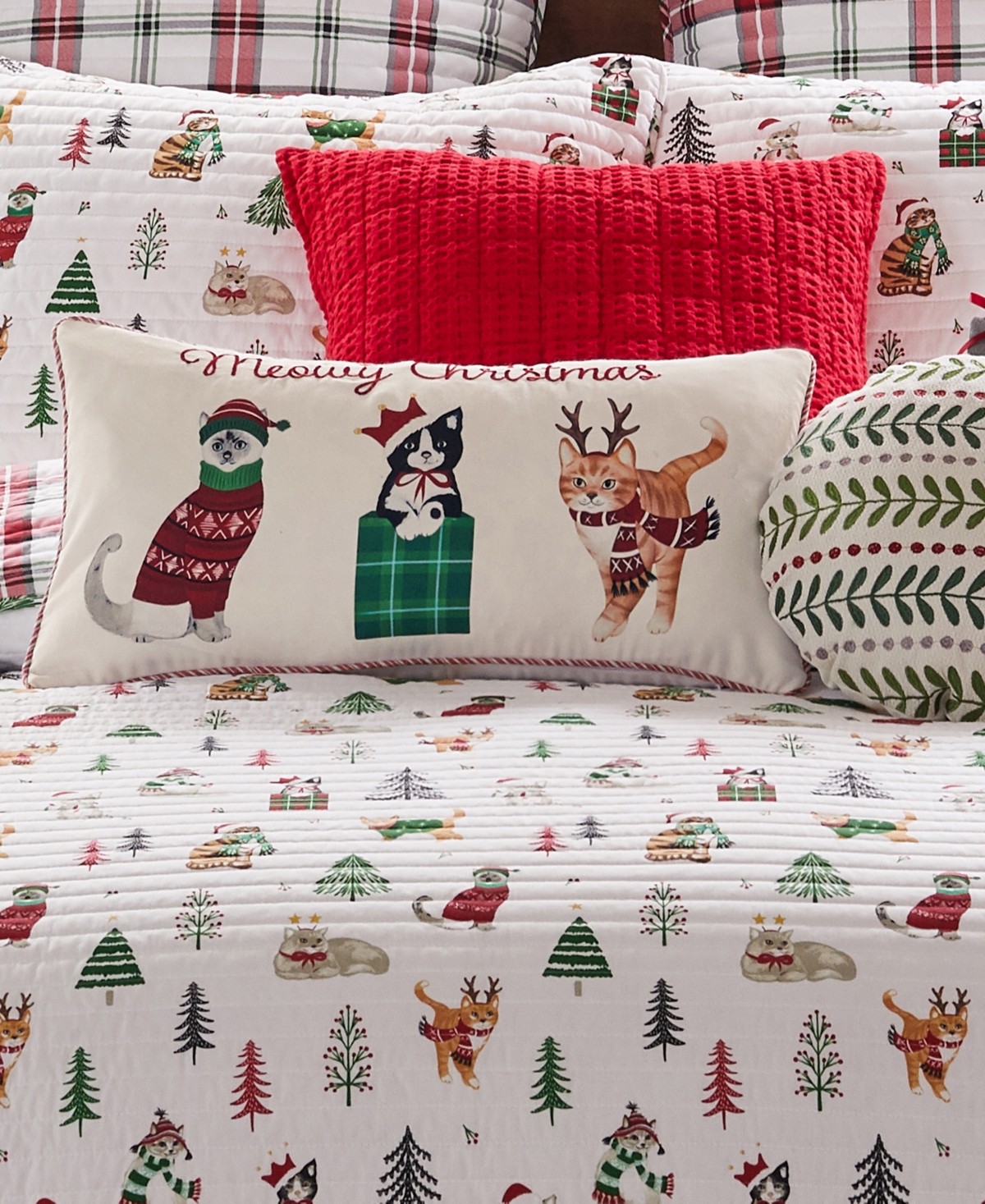 Levtex Meowy Christmas Cats Pillow,