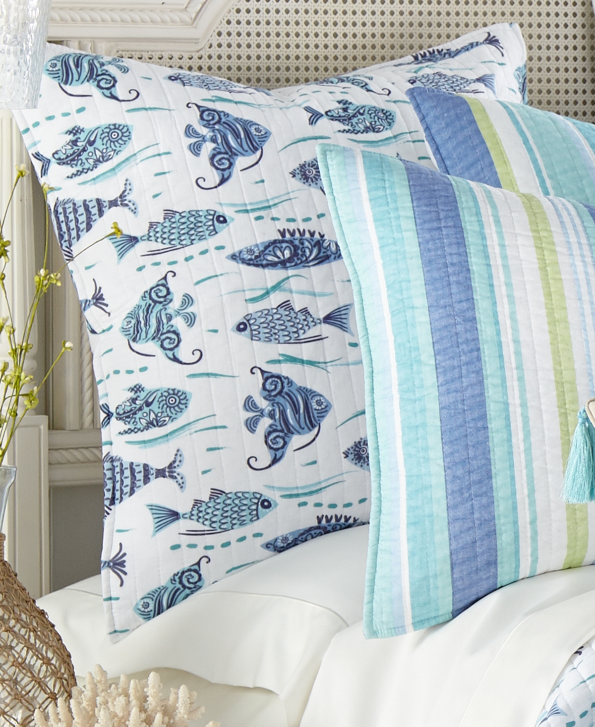 Levtex Laida Beach Whimsical Fish 2-pc. Sham Set, European In Blue