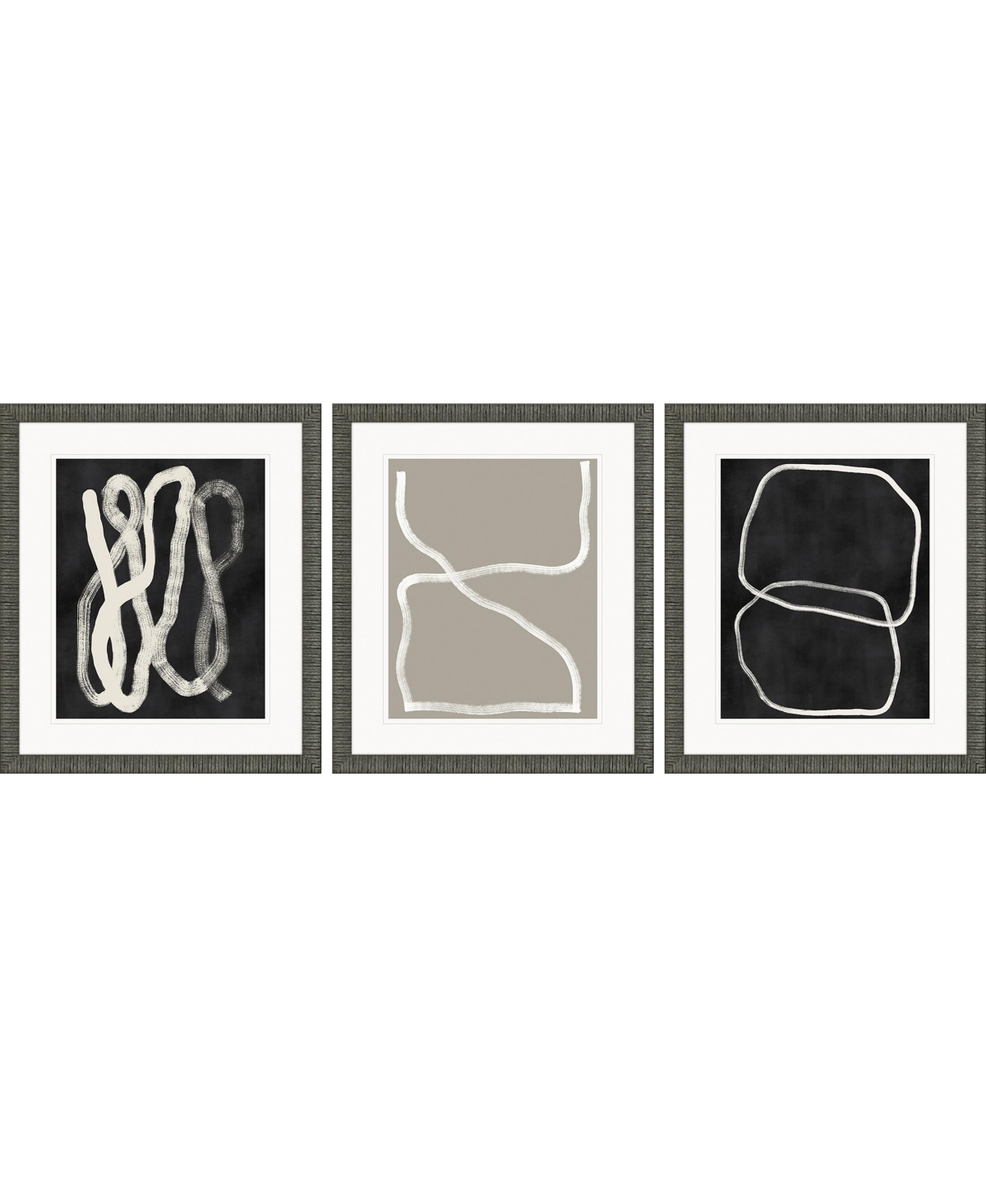 Paragon Picture Gallery Naive Lines Ii Framed Art, Set Of 3 In Black