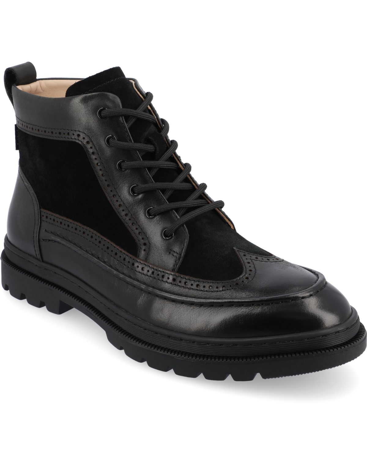 Taft 365 Men's Model 008 Wingtip Moc-toe Boots In Black