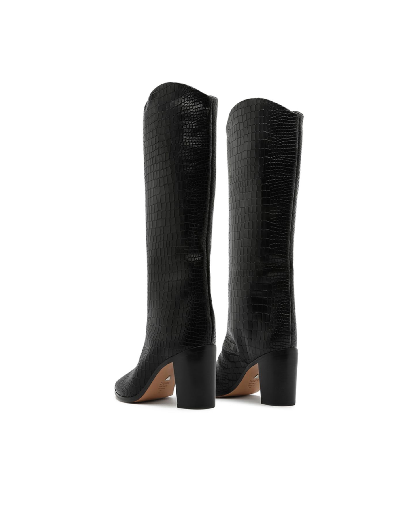 Женские ботинки Schutz Maryana Knee High Block Heel, цвет: Чёрный кожаный — фото 3