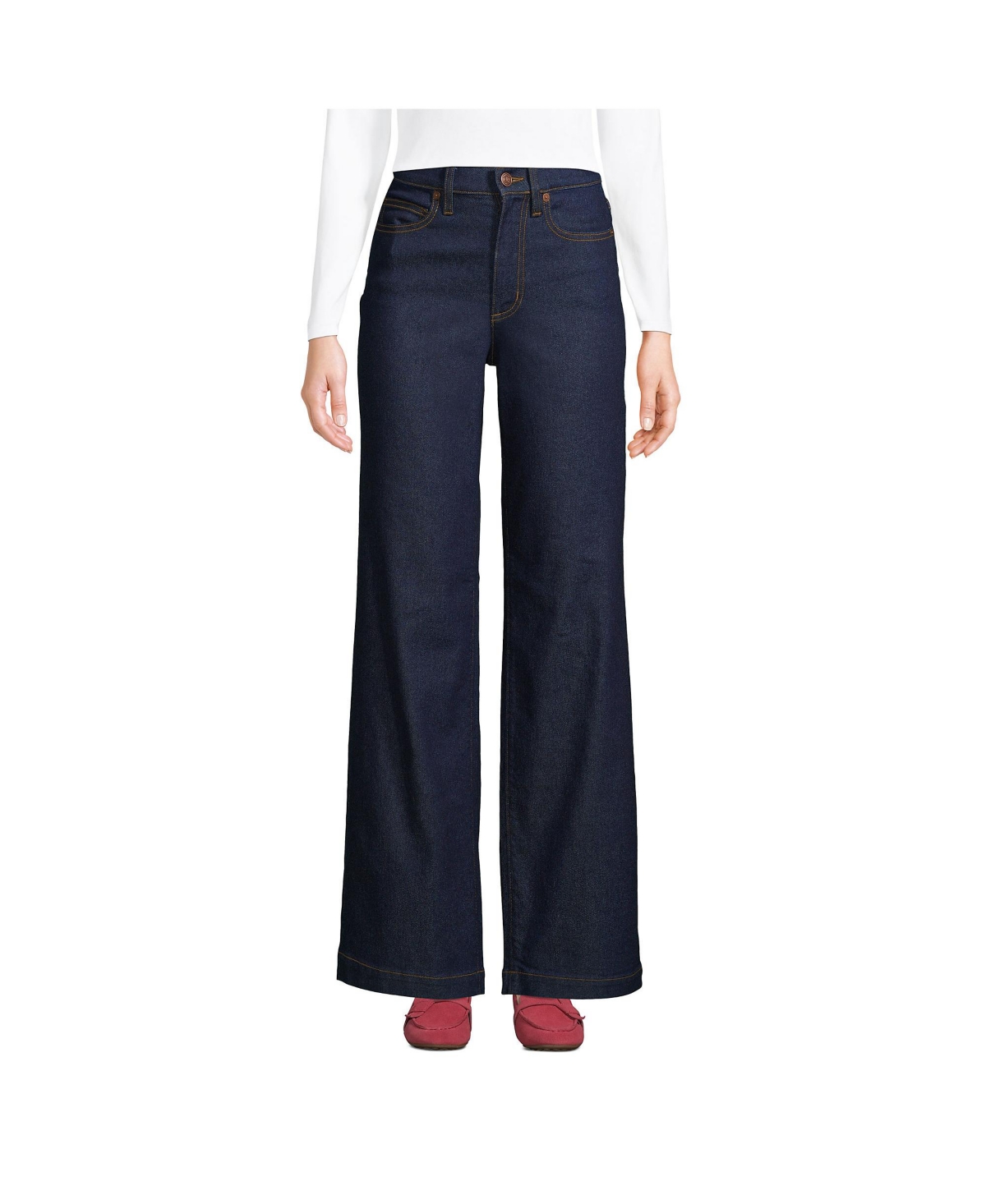 Lands' End Women's Tall Recover High Rise Wide Leg Blue Jeans