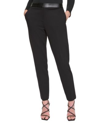 DKNY - Petite Pont&eacute; & Faux-Leather Pants