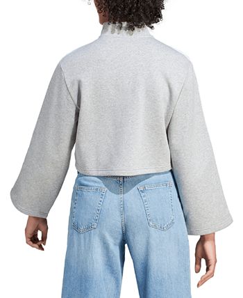 Adidas blue & white quarter zip crop hotsell sweatshirt