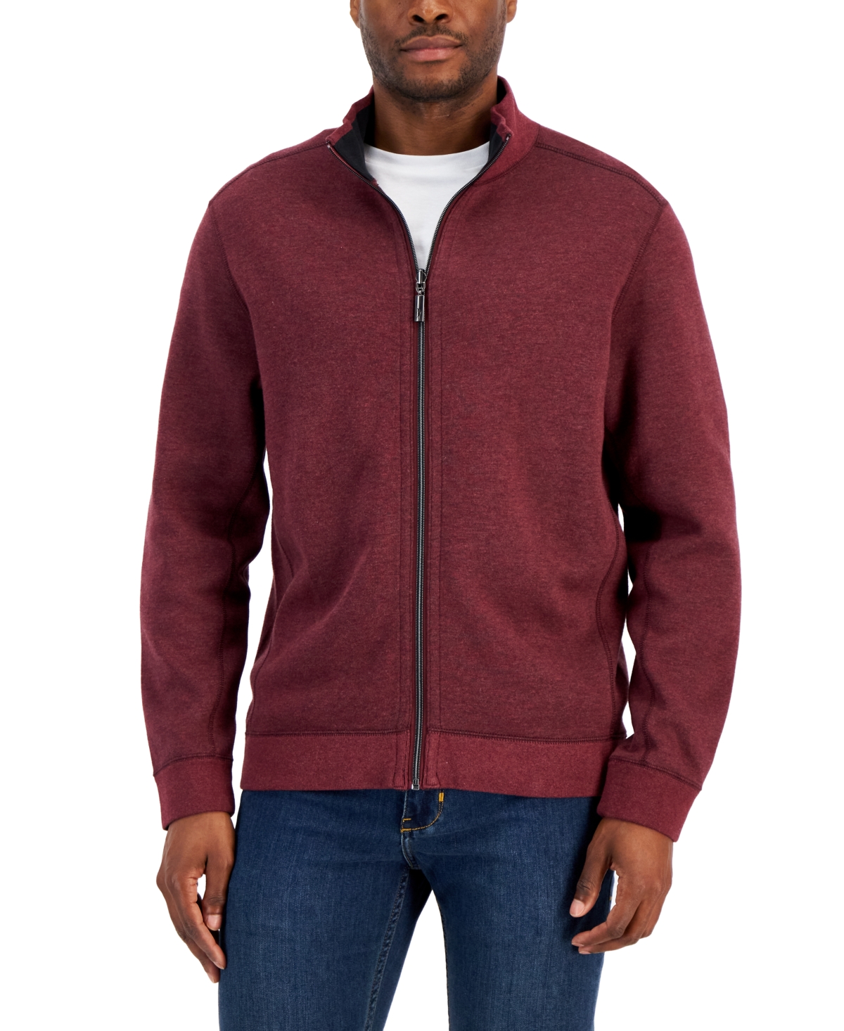 Tommy Bahama Men's Flip Coast Reversible Full-zip Sweater In Pinot Noir Hthr