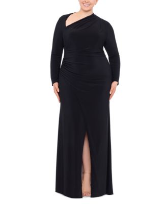 Betsy & Adam - Plus Size Asymmetric-Neck Maxi Dress
