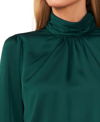 Women's Blouson-Sleeve Mock-Neck Blouse