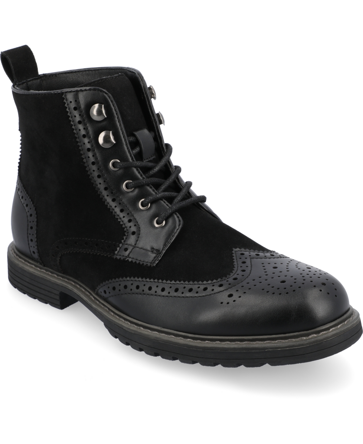 Vance Co. Men's Virgil Tru Comfort Foam Wingtip Lace-up Ankle Boots In Black