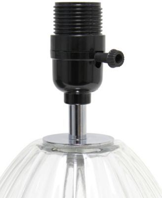 17.63" Contemporary Fluted Glass Bedside Table Lamp with Gray Fabric Shade