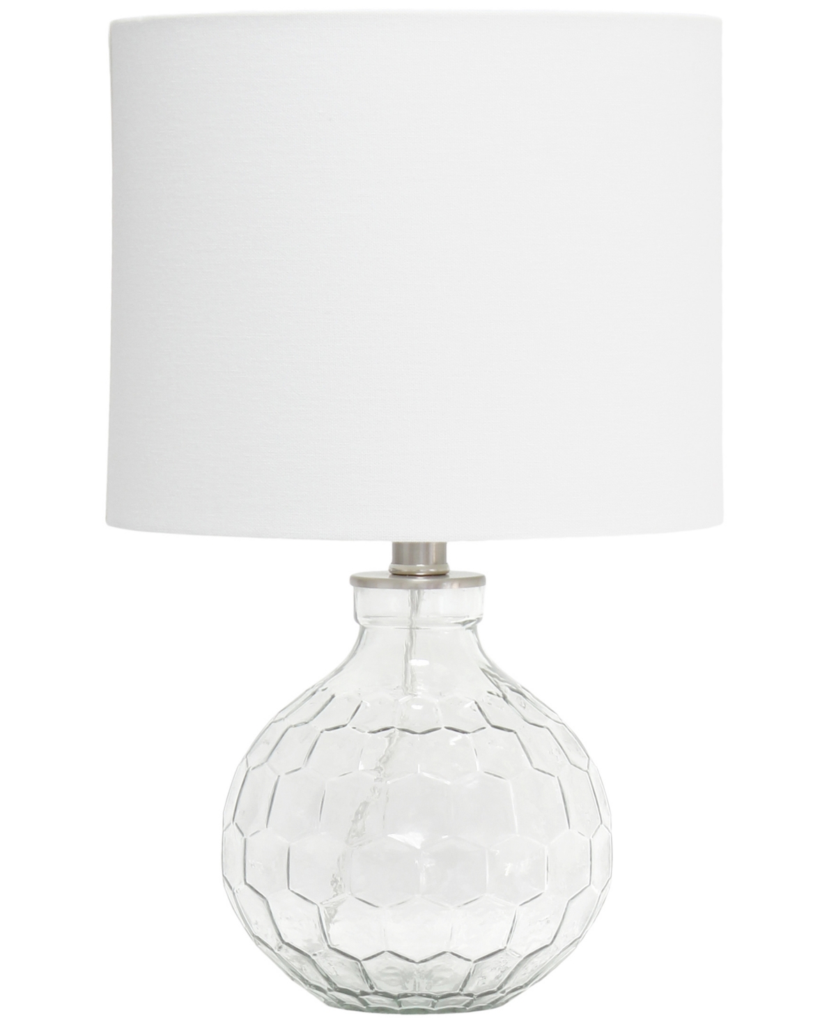 All The Rages 17.75" Contemporary Engraved Honeycomb Glass Table Desk Lamp With White Fabric Shade In Clearglass