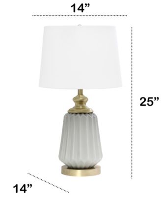 25" Classic Fluted Ceramic and Metal Table Lamp with White Fabric Shade for Bedside Desk Foyer End table Dresser Dining Room