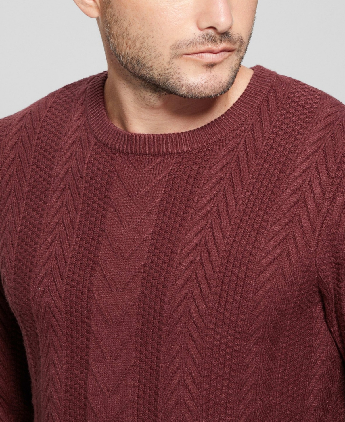 Guess Men's Cable Ethan Long Sleeve Sweater