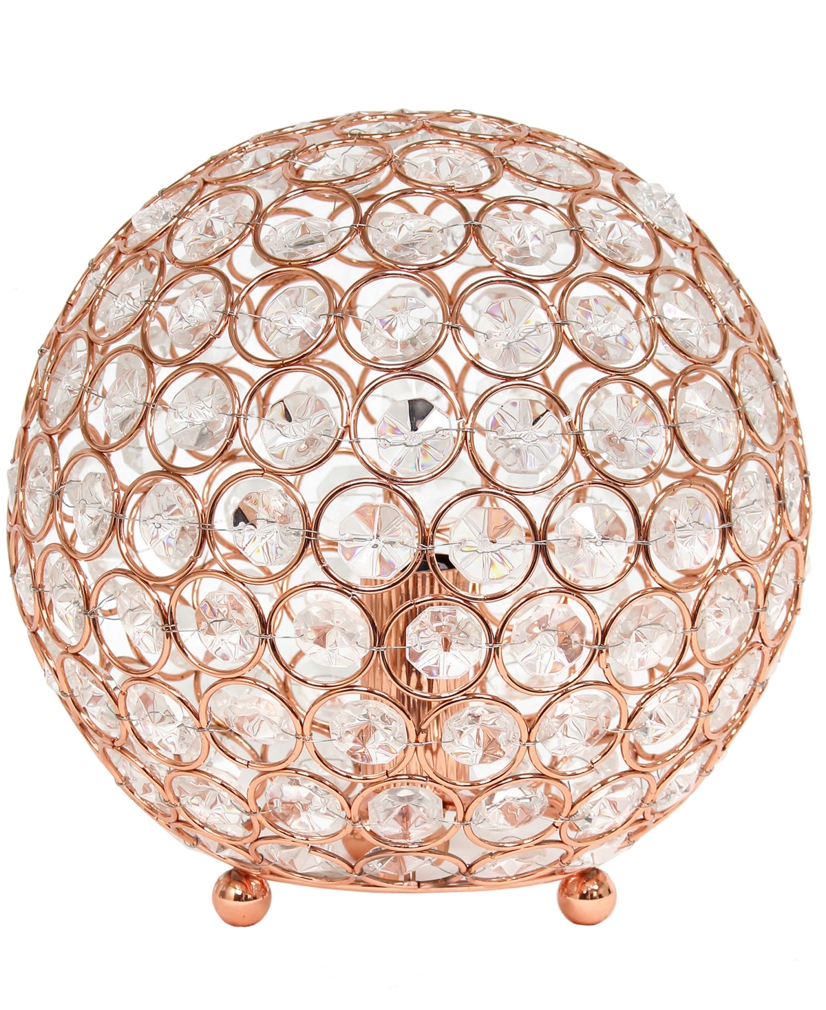 All The Rages Lalia Home Elipse 8" Metal Crystal Orb Table Lamp In Rose Gold