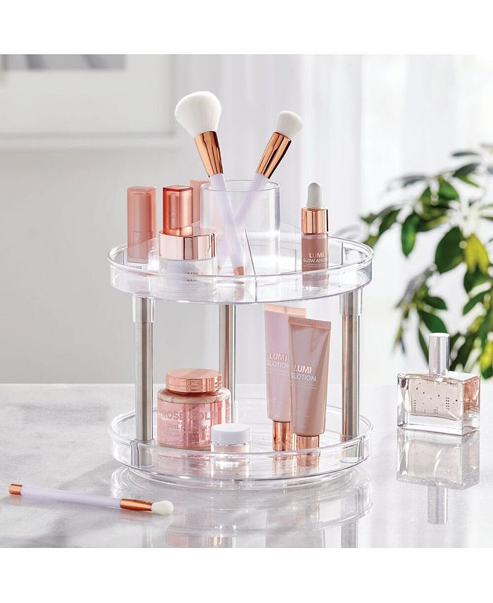 mDesign 2Tier Round 9" Divided Makeup Lazy Susan Spinner Clear Macy's