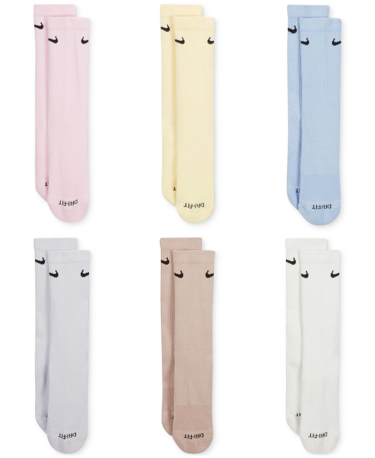 Nike Unisex Everyday Plus Cushioned Training Crew Socks (6 Pairs) -Pink